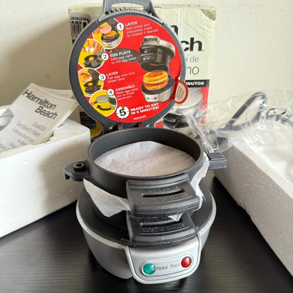 NEW Hamilton Beach Breakfast Sandwich Maker - Gray